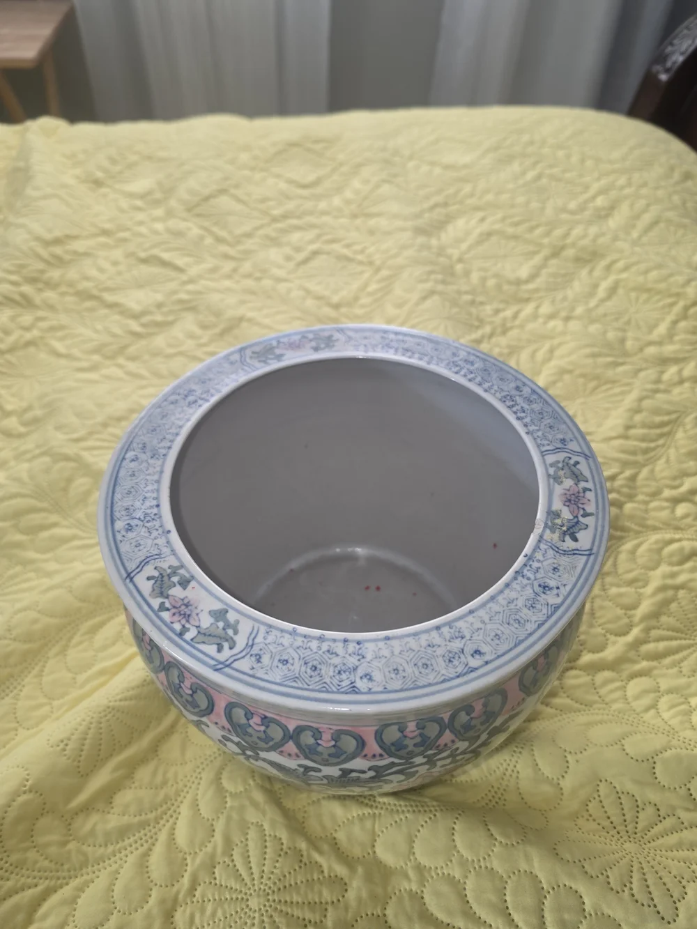Source Unknown Ceramic Planter in Pink and Green